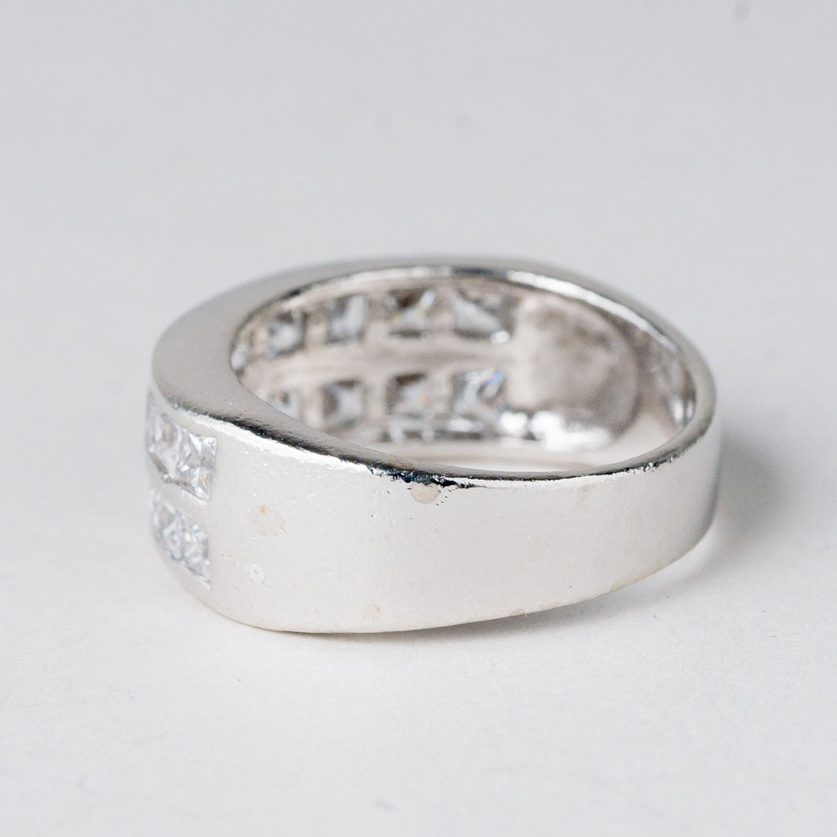 Silber Ring 925 Weiße Steine Größe 57 (18,1 mm Ø) 6,8 g5