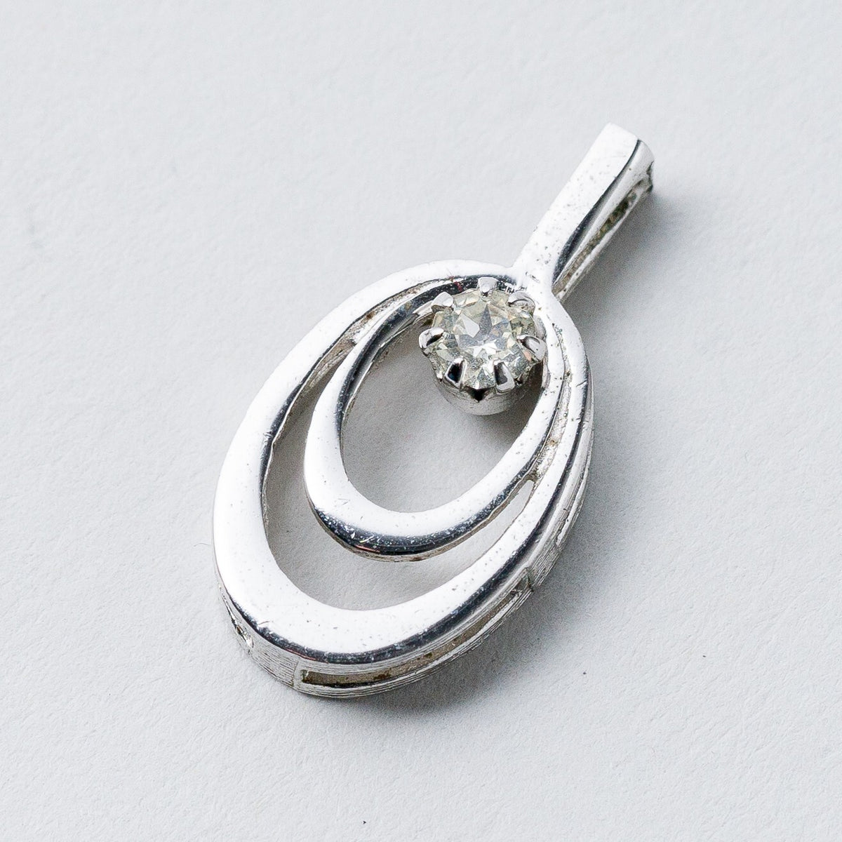 Anhänger 835 Silber Weißer Stein 2 cm 1,57 g0