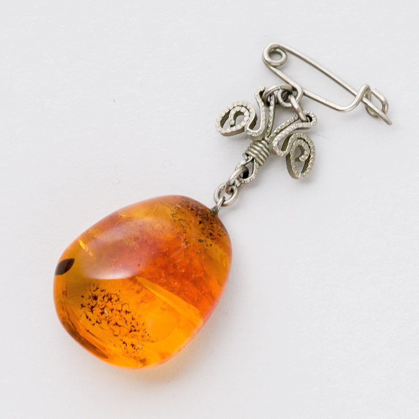 Brosche Bernstein Silber 4,5 cm 4,04 g0