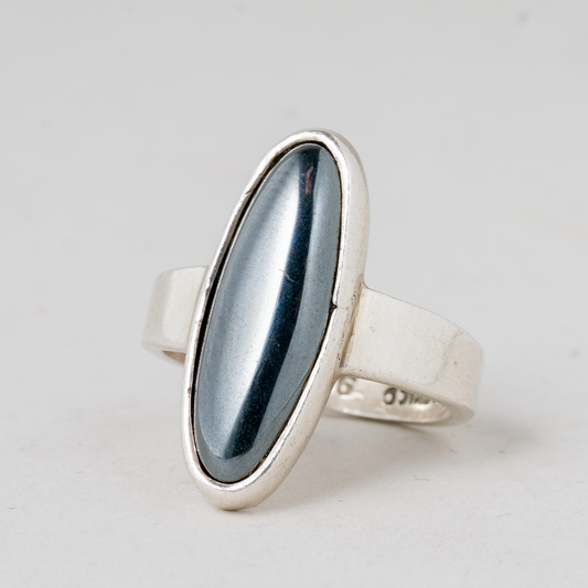 Ring Schwarzer Stein 925er Silber 6,45 g Größe 55 (17,5 mm Ø)0