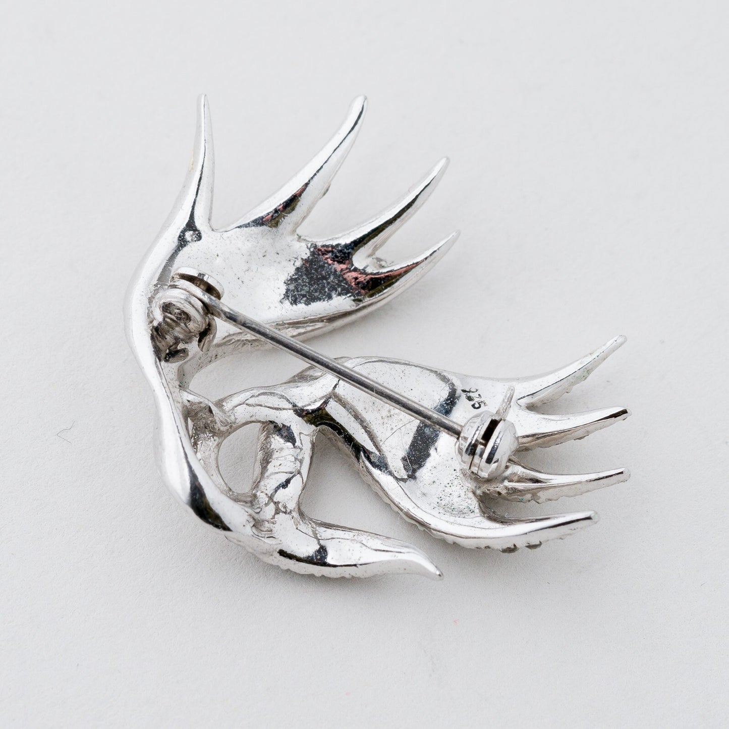 Silber Brosche 925 Weiße Steine 9 g4