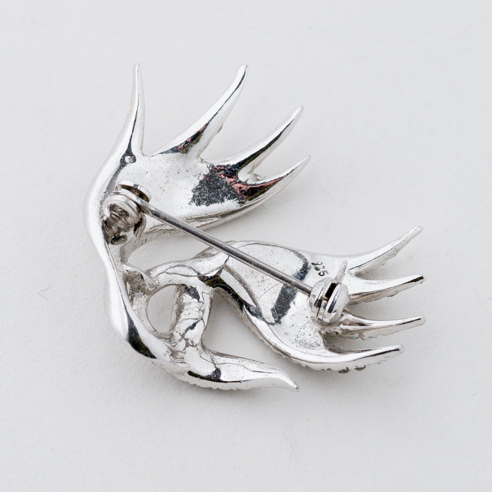 Silber Brosche 925 Weiße Steine 9 g4
