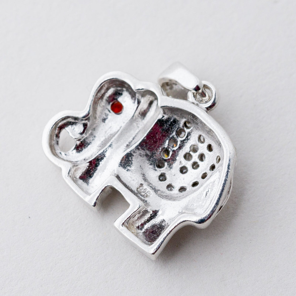 Anhänger Silber 925 Elefant Weiße und Rote Steine 2,3 cm 4,26 g3