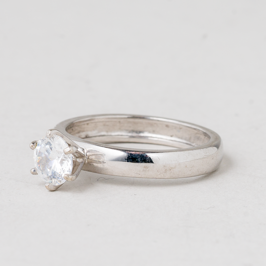 Ring Weißer Stein 925er Silber 2,53 g Größe 53 (16,8 mm Ø)0