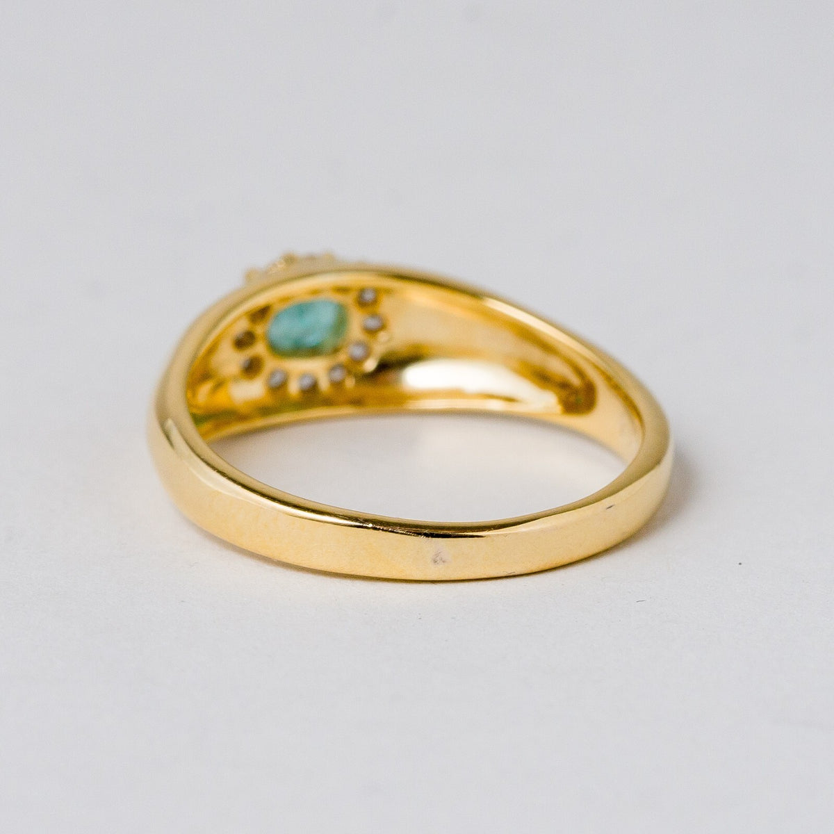 Silber Ring 925 Vergoldet Grüner Stein Größe 63 (20,0 mm Ø) 3,98 g2