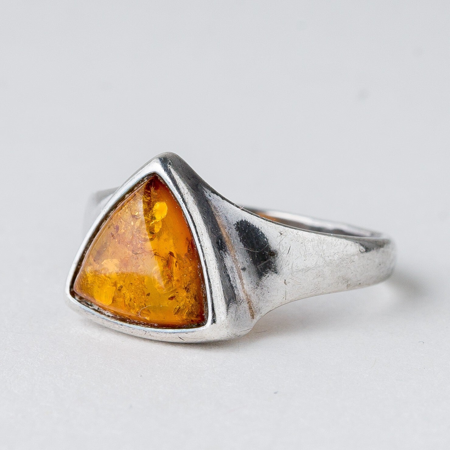 Silber Ring 925 Bernstein Größe 55 (17,5 mm Ø) 2,87 g0
