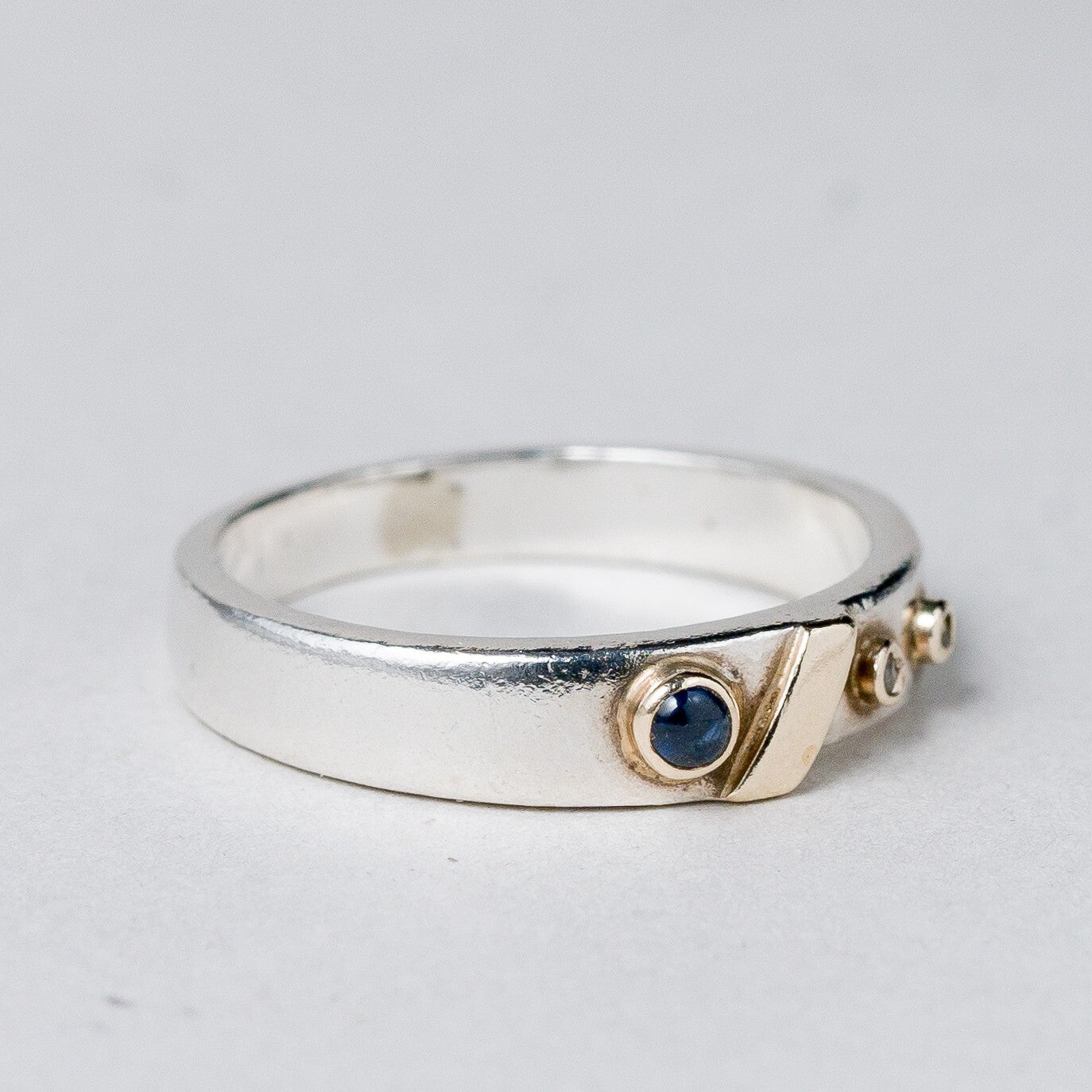 Silber Ring 925 Blauer Stein Größe 49 (15,6 mm Ø) 2,51 g5