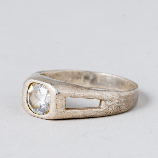 Ring Weißer Stein Silber 4,0 g Größe 53 (16,8 mm Ø)0