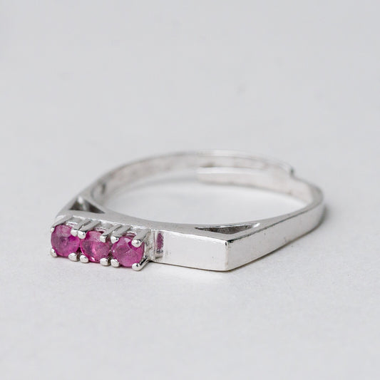 Silber Ring 835 Purpurne Stein Größe flexibel ca. 55 2,23 g0