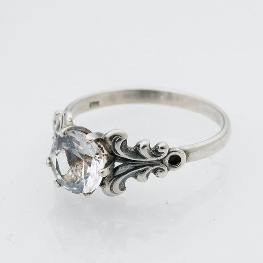 Silberring Weißer Stein 835er Silber 2,05 g Größe 52 (16,5 mm Ø)0