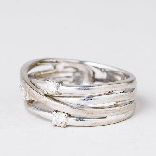 Ring Weiße Steine 4,6 g 925er Silber Größe 56 (17,8 mm Ø)0