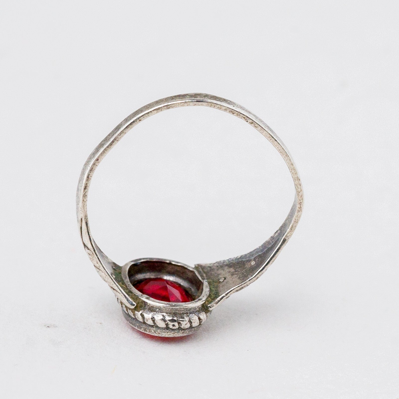 Silber Ring 42 (13,4 mm Ø) 800 Roter Stein 0,86 g9