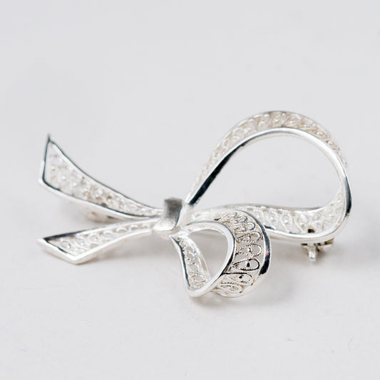 Silber Brosche 835 Schleife 3,9 cm 3,75 g0