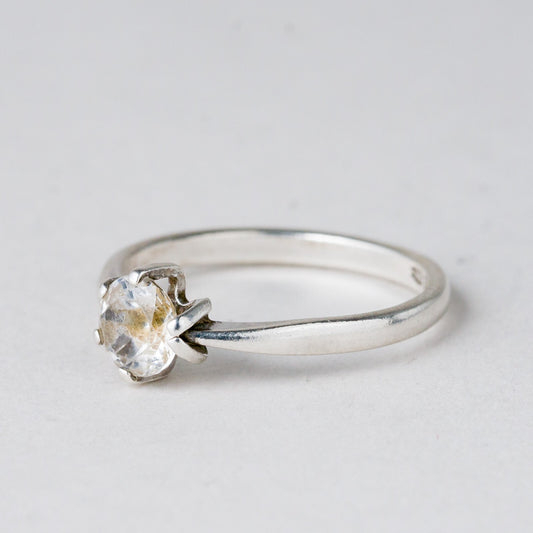 Silber Ring 925 Weißer Stein Größe 57 (18,1 mm Ø) 2,11 g0