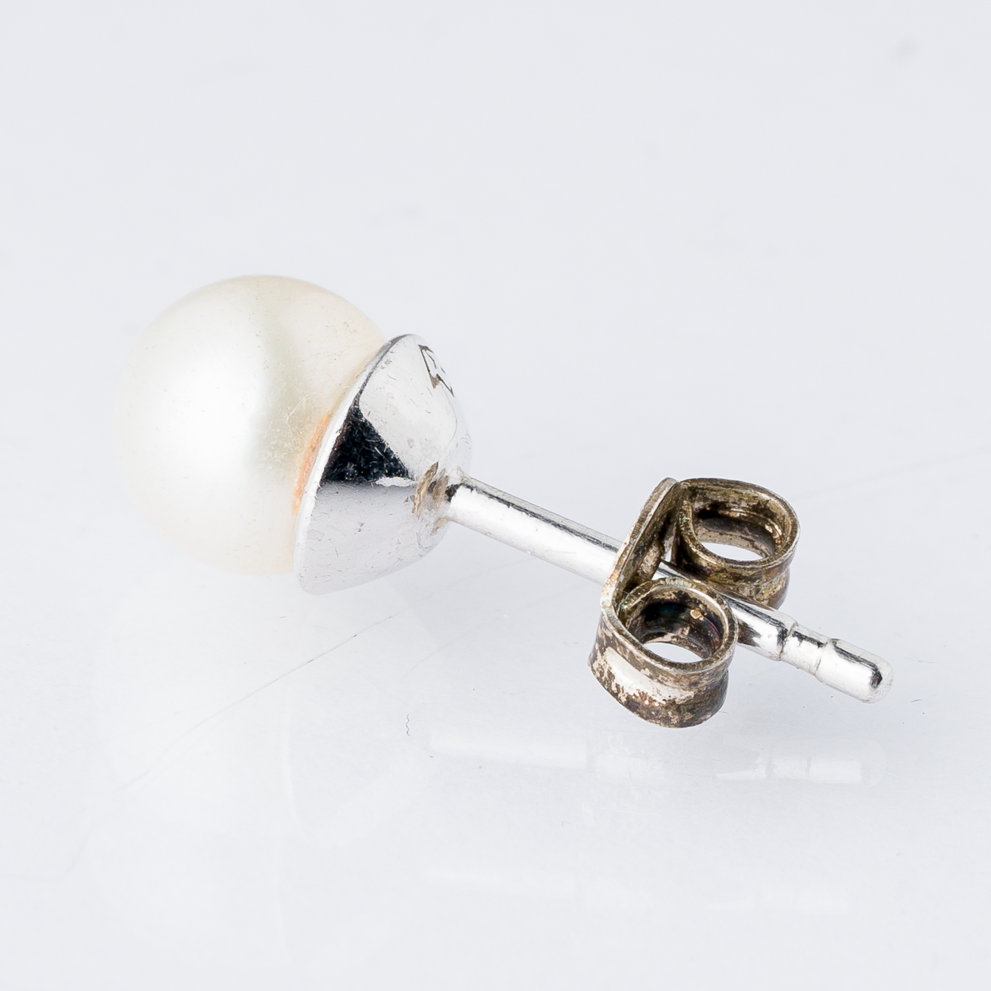 Einzelner Ohrring Ohrstecker Perle Silber 0,76 g6