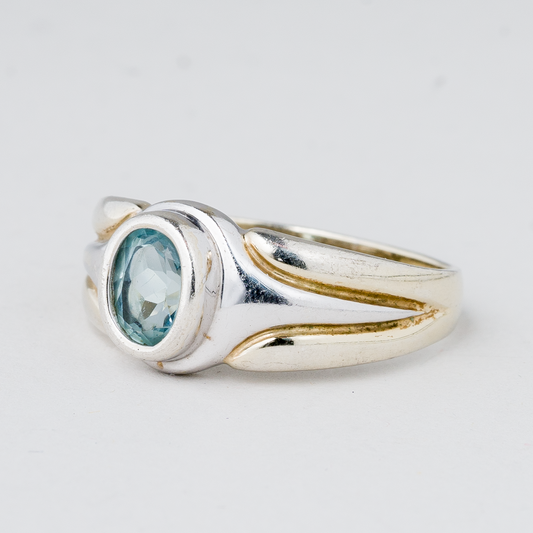 Ring Steinbesatz Blau 4,09 g 925er Silber Größe 64 (20,3 mm Ø)0