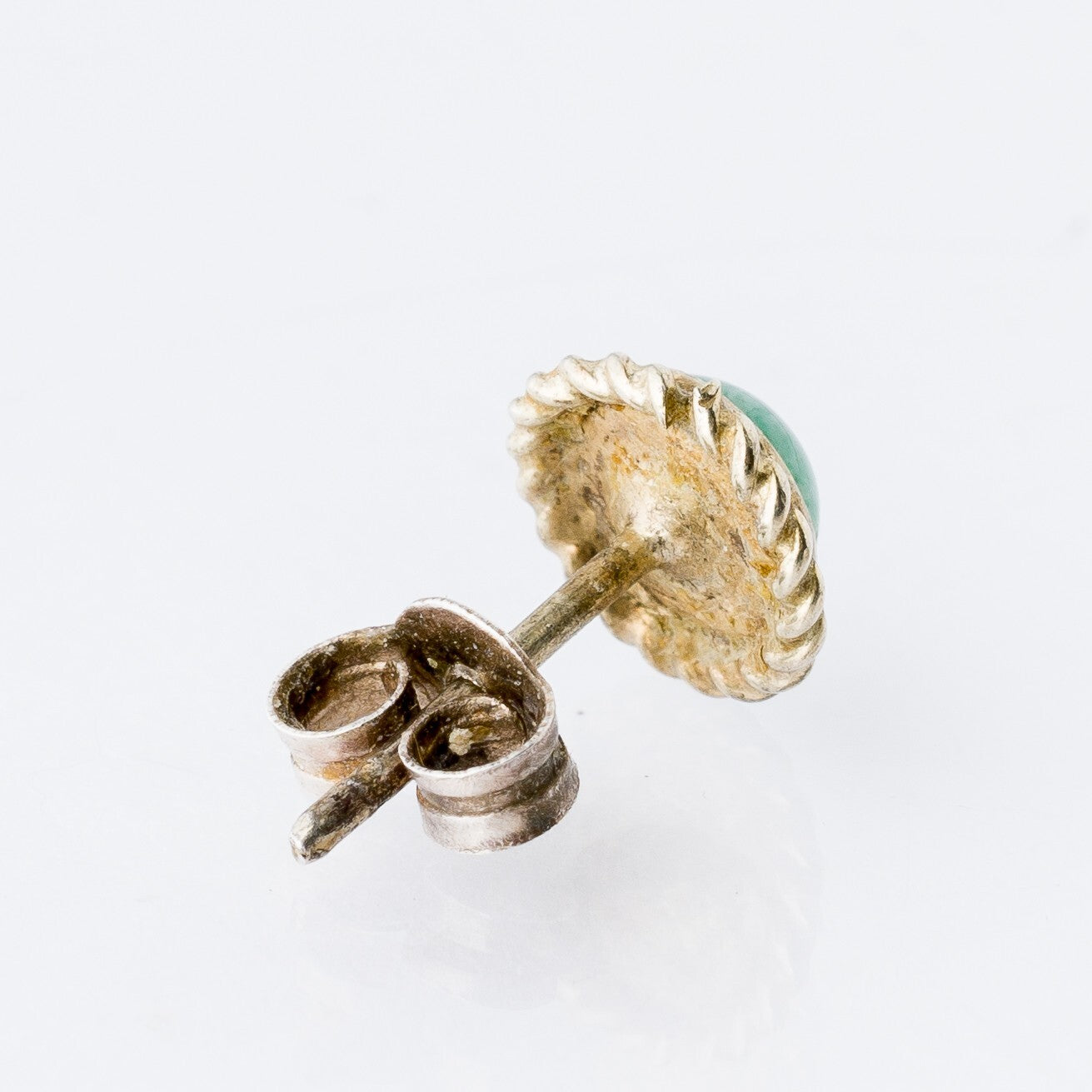 Einzelner Ohrring Ohrstecker Grüner Stein Silber 0,42 g2