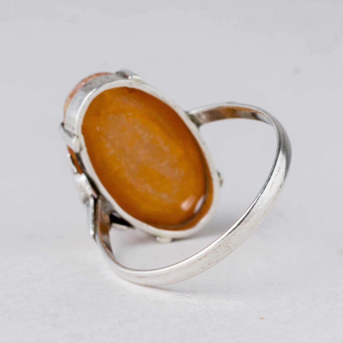 Silber Ring 830 Oranger Stein Größe 54 (17,2 mm Ø) 1,76 g3