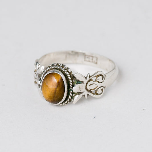 Silber Ring 56 (17,8 mm Ø) 925 Brauner Stein 2,51 g0