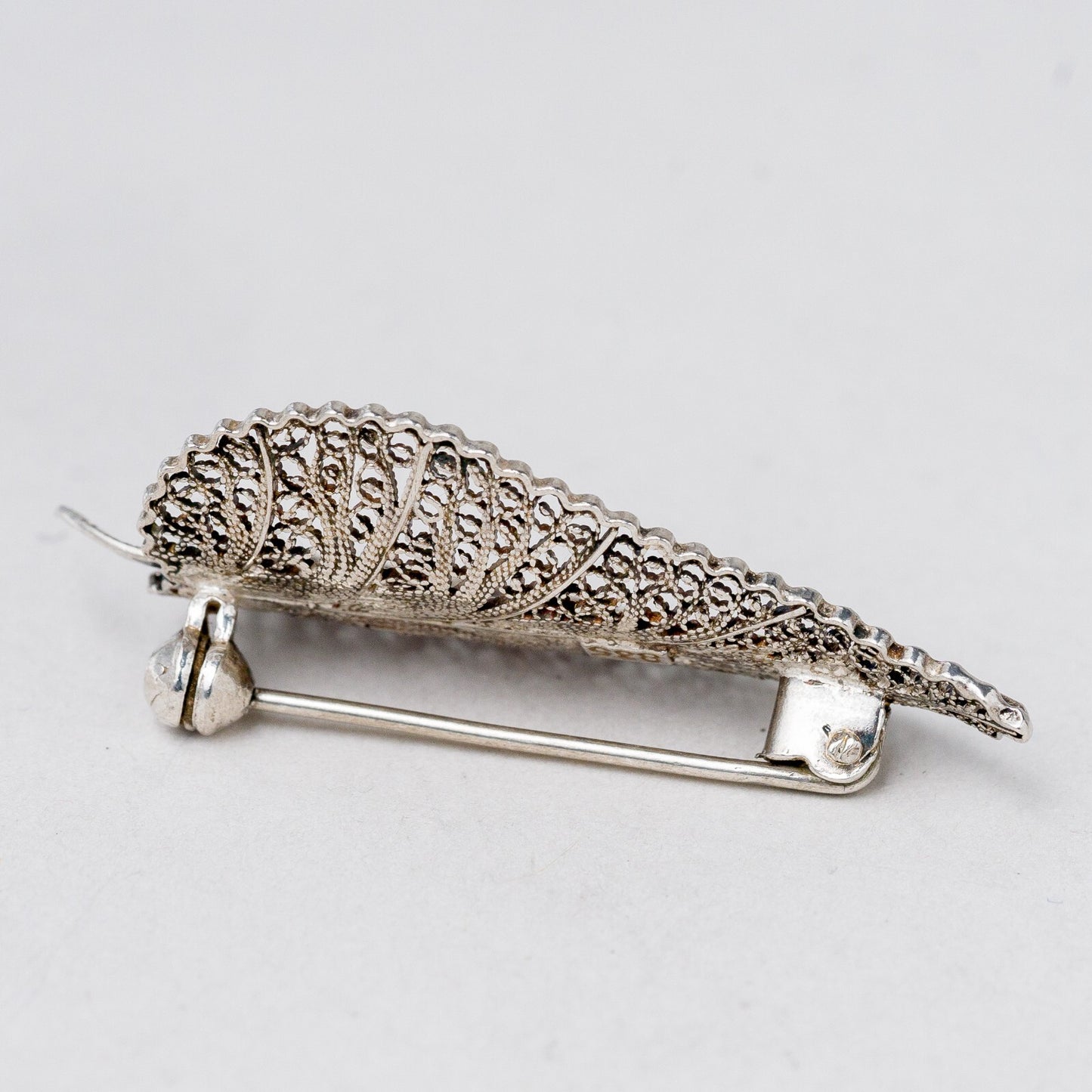 Brosche 835 Silber filigran 4 cm 3,14 g2
