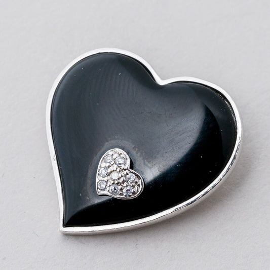 Anhänger Silber Herz Weiße Steine 2,2 cm 4,66 g0