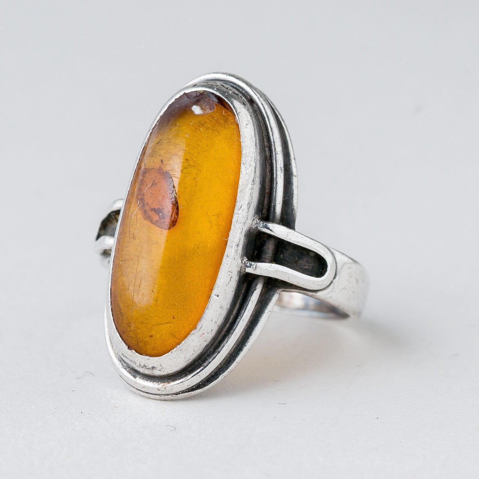 Silber Ring 835 Bernstein Größe 53 (16,8 mm Ø) 4,16 g0