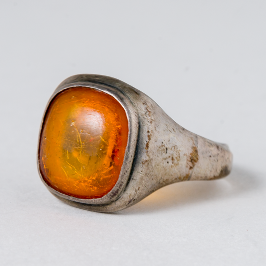 Ring Oranger Stein 835er Silber 8,62 g Größe 64 (20,3 mm Ø)0