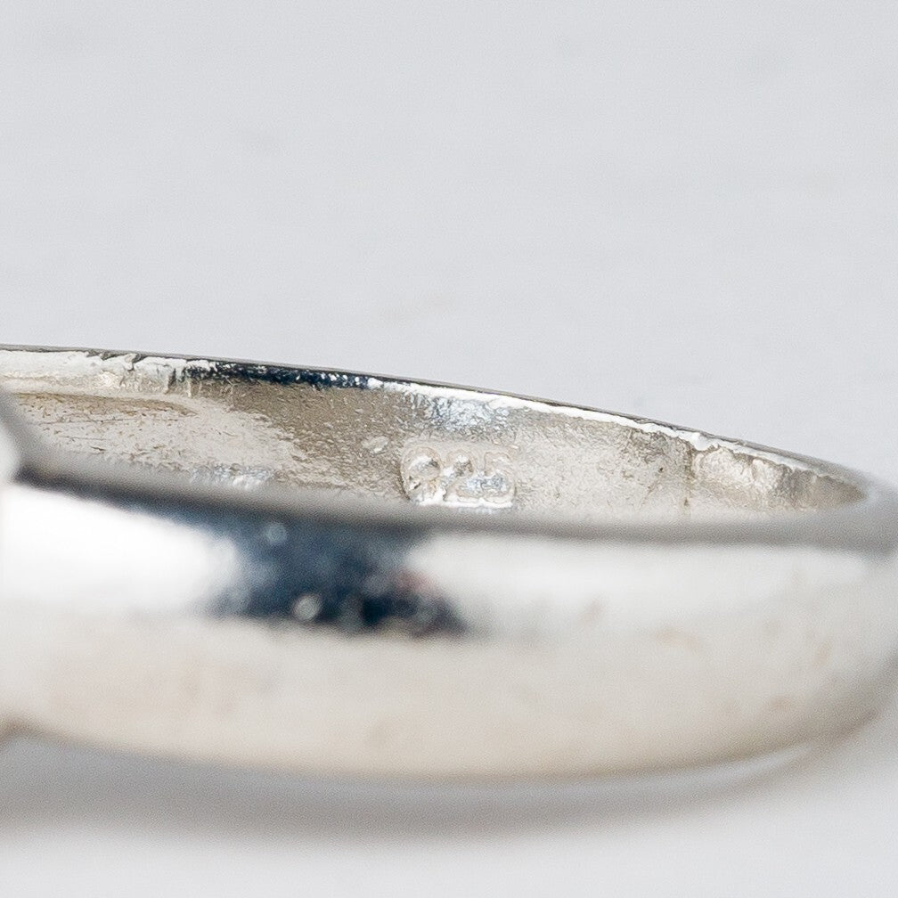 Silber Ring 925 Blauer Stein Größe 58 (18,4 mm Ø) 3,78 g5