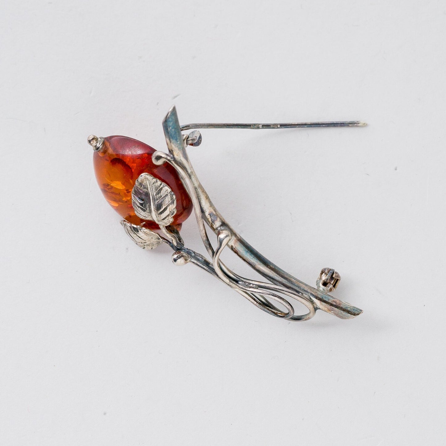 Silber Brosche Spange 925 Bernstein 7,22 g3