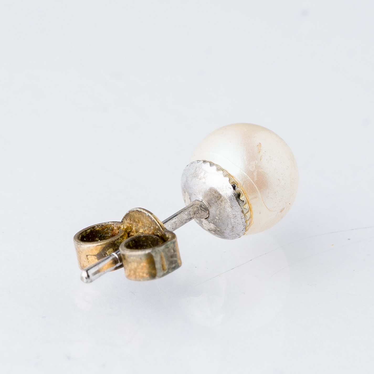 Einzelner Ohrring Ohrstecker Perle Silber 0,6 g2