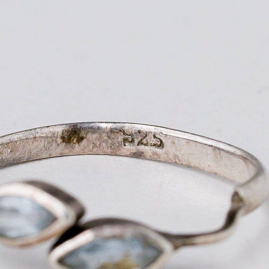 Silber Ring 925 Weiße Steine flexibel ca. 52 0,86 g5