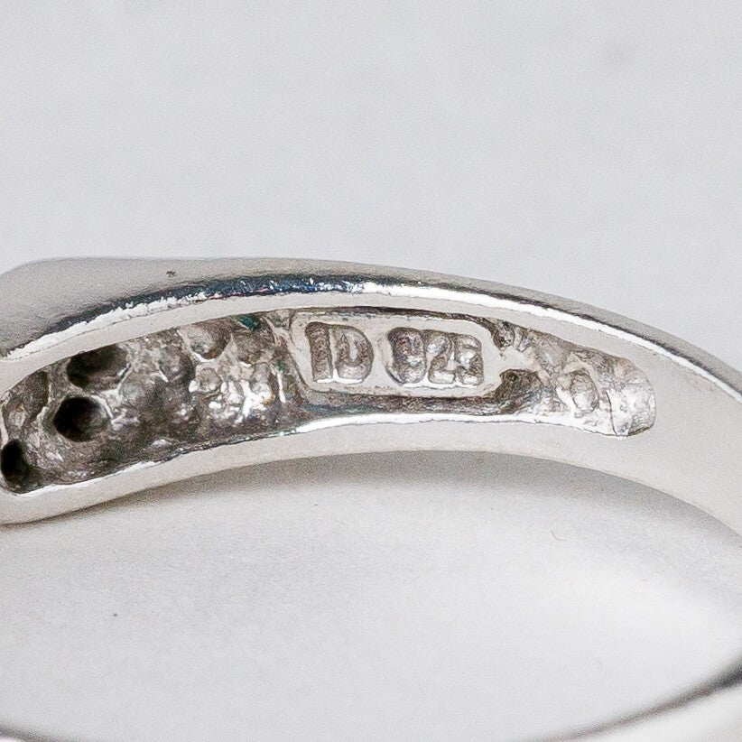 Silber Ring 925 Weiße Steine Größe 59 (18,8 mm Ø) 3,01 g6