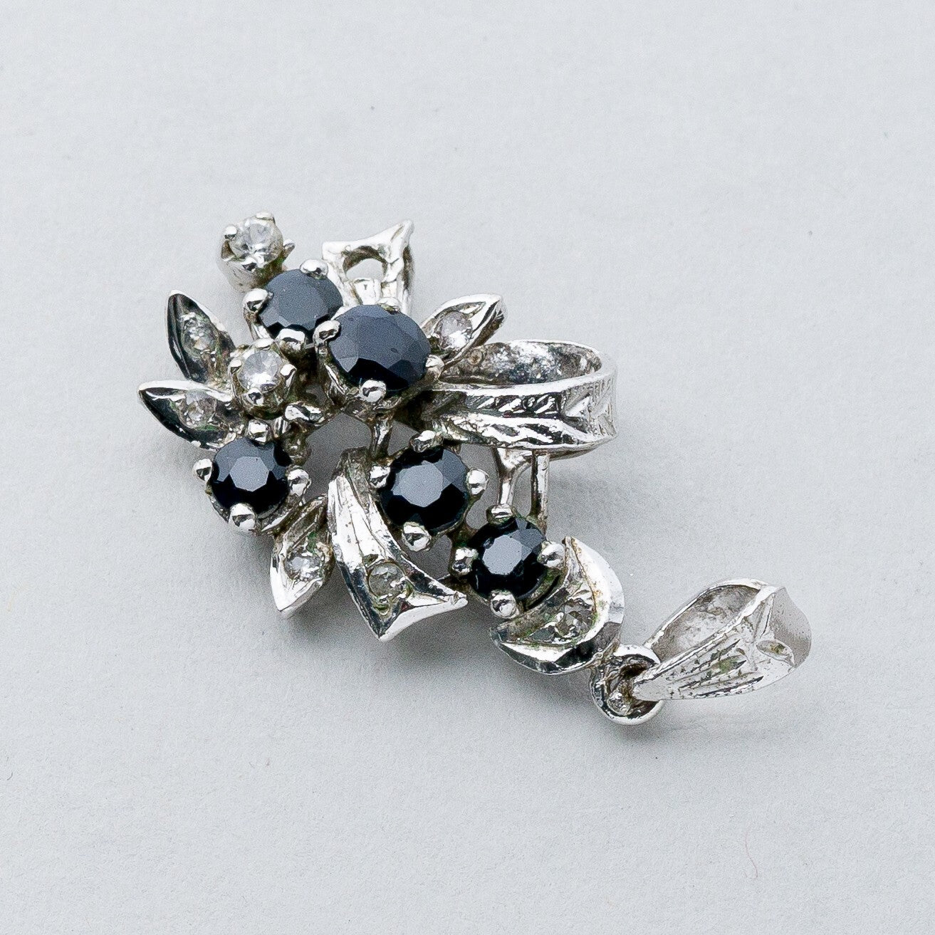 Silber Anhänger Kettenanhänger 925 Schwarze Steine 2,45 g1