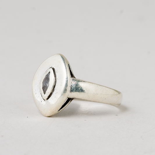 Ring Weißer Stein 925er Silber 3,89 g Größe 51 (16,2 mm Ø)0