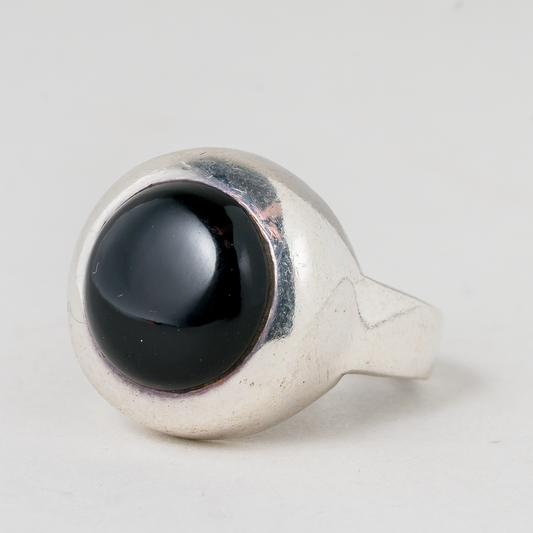 Ring Schwarzer Stein 925er Silber 11,99 g Größe 57 (18,1 mm Ø)0
