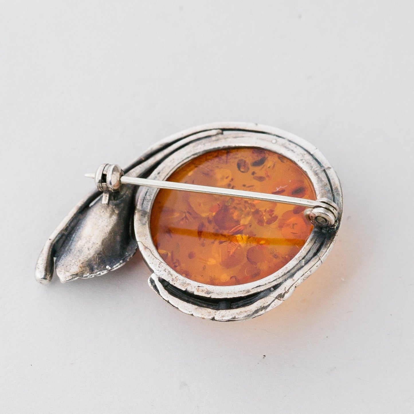 Silber Brosche Spange Bernstein 8,79 g1