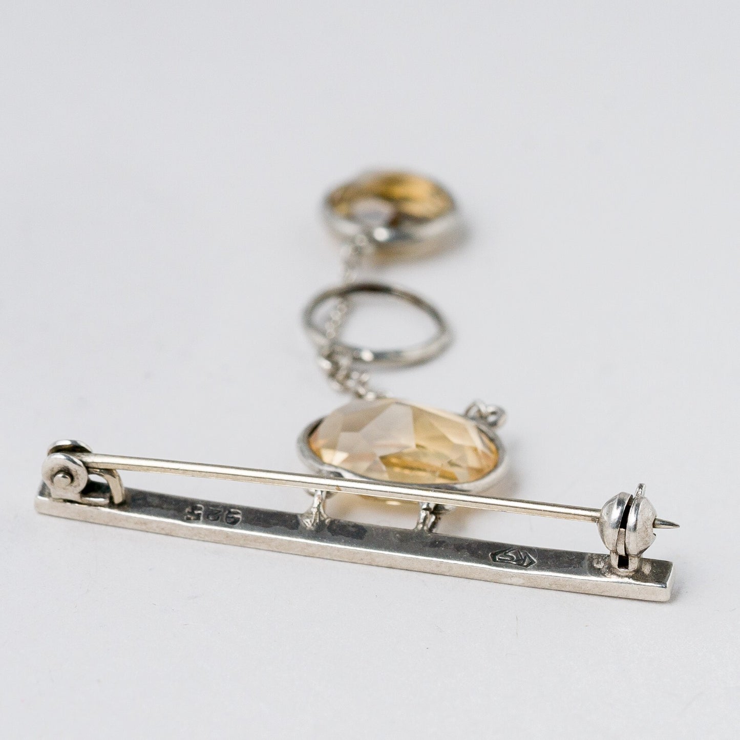 Brosche 925 Silber Gelbe Steine 5 cm 4,04 g4