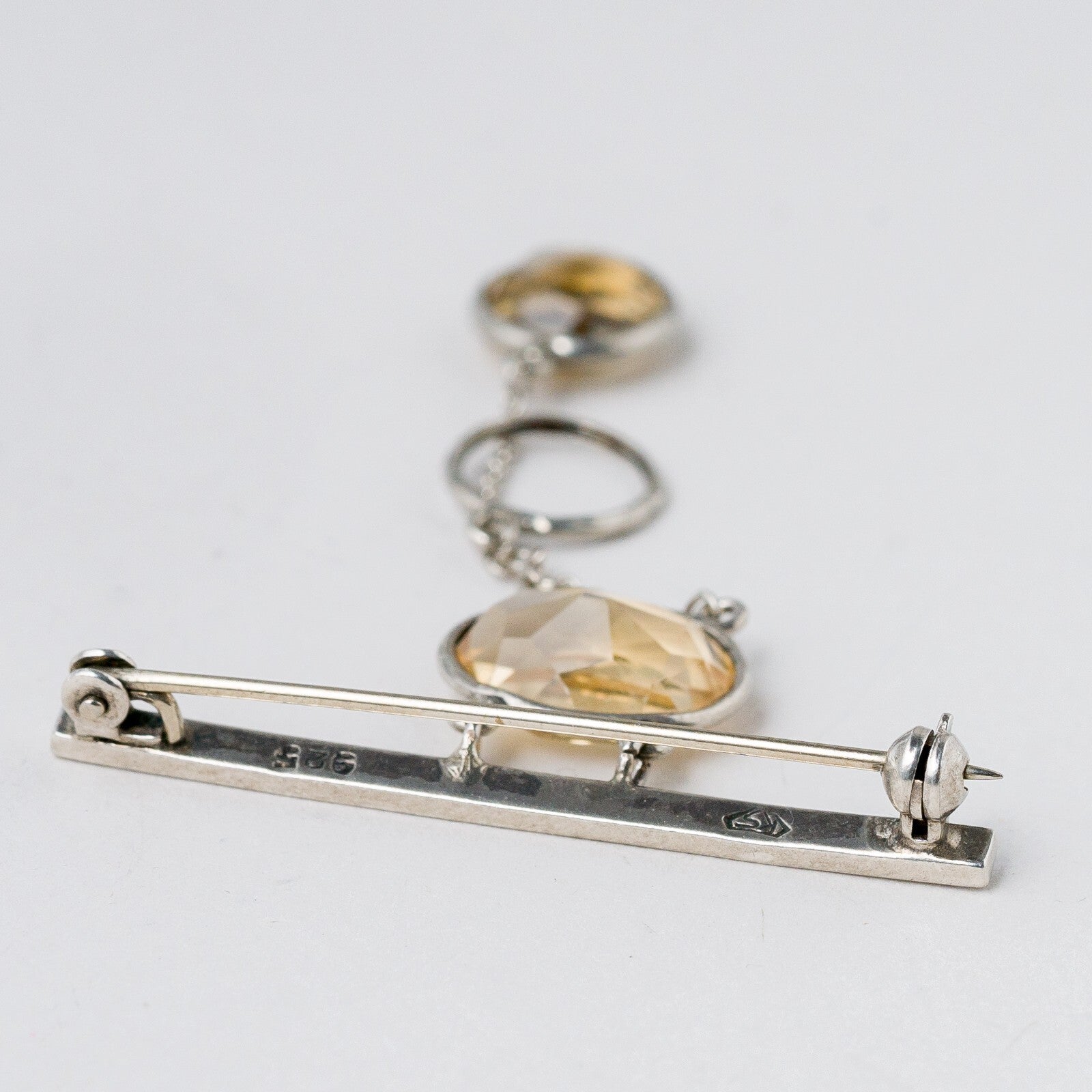 Brosche 925 Silber Gelbe Steine 5 cm 4,04 g4