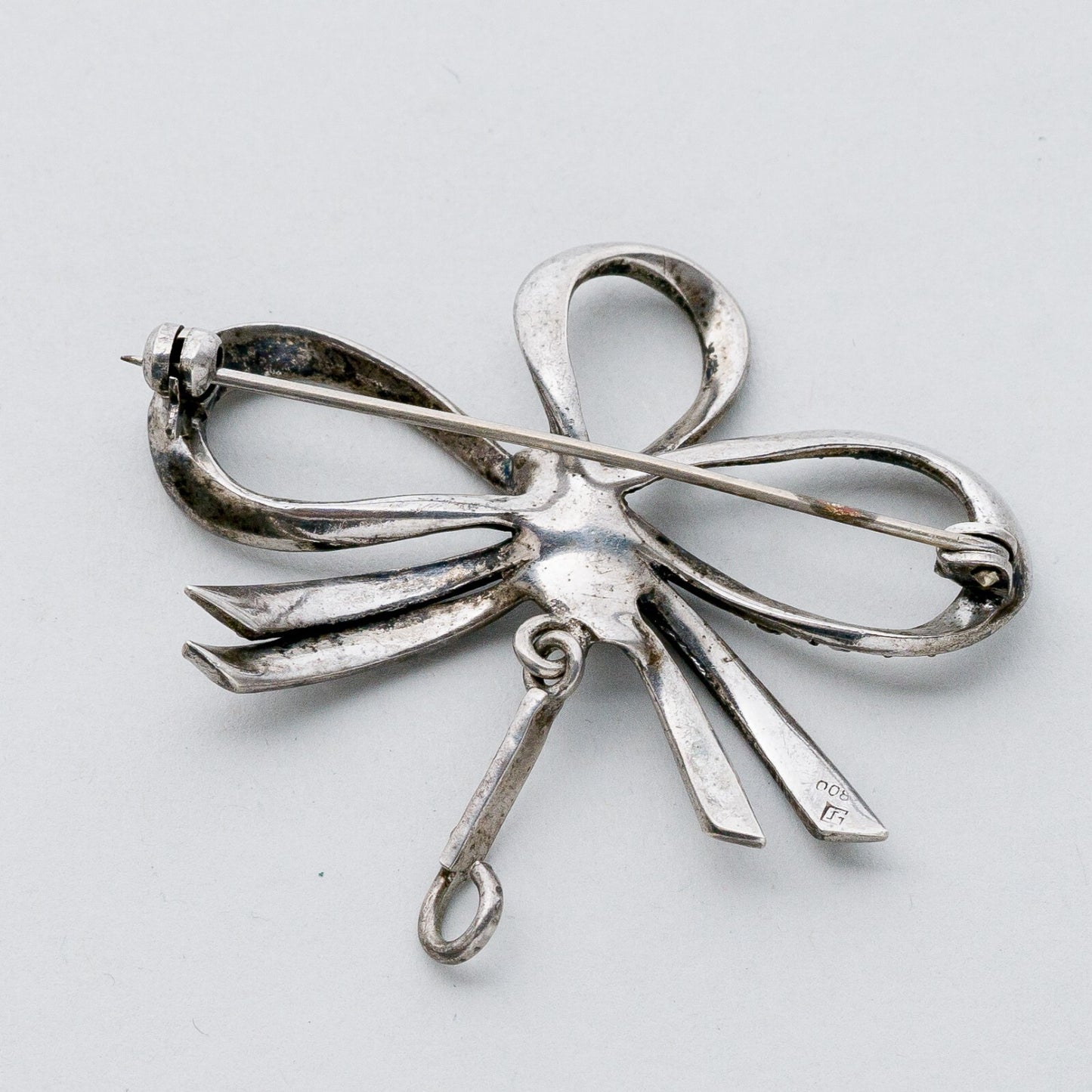 Silber Brosche Spange 800 Schleife Graue Steine 7,57 g1