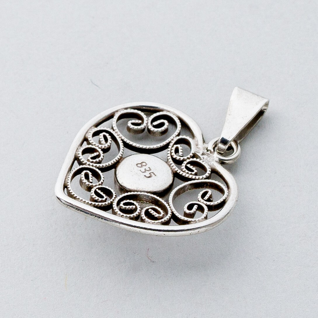 Silber Anhänger Kettenanhänger 835 Herz Roter Stein 1,35 g4