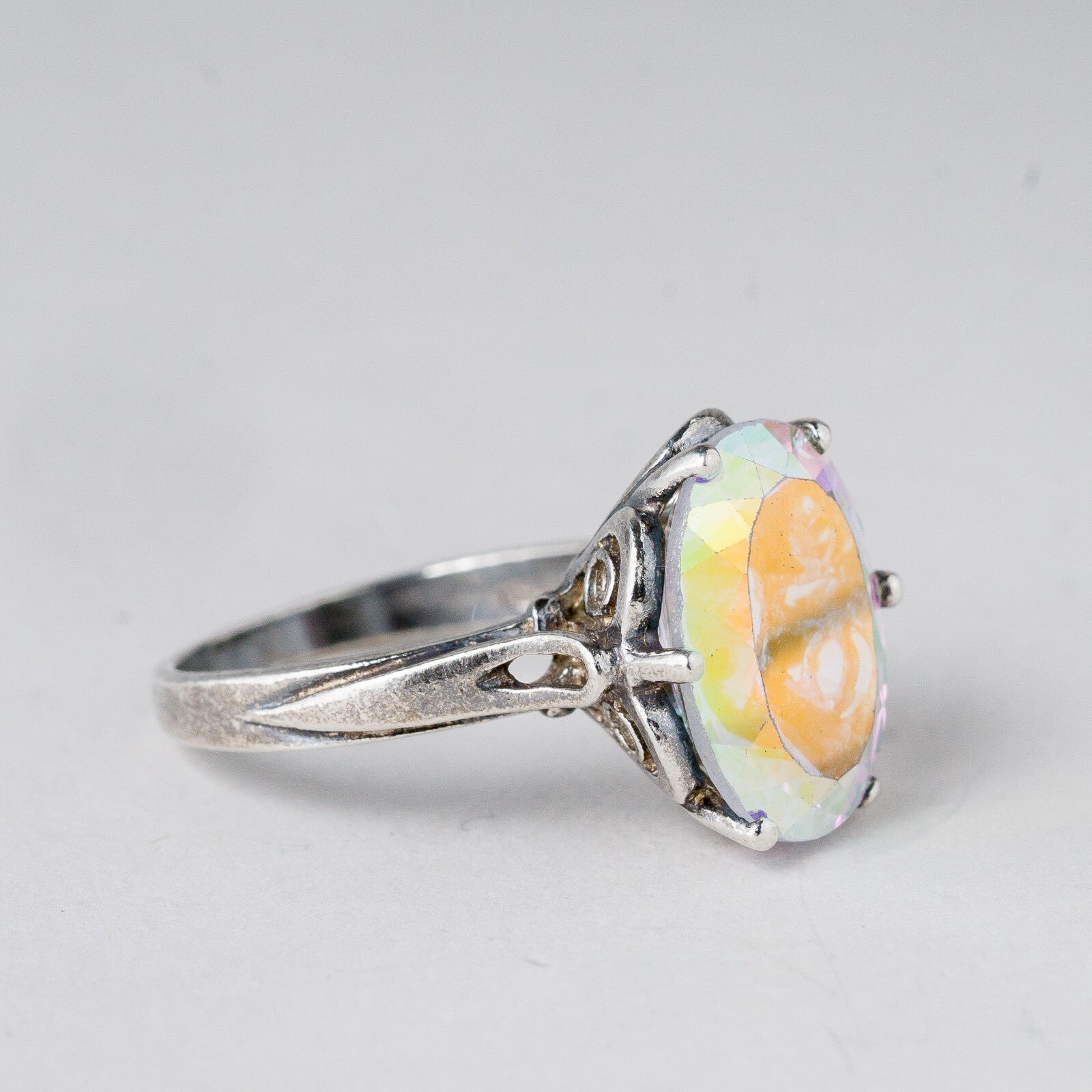 Silber Ring 925 Bunter Stein Größe 60 (19,1 mm Ø) 7,13 g6
