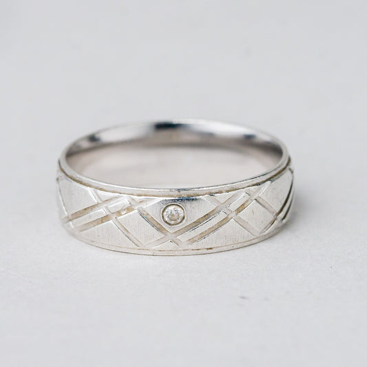 Silber Ring 925 Weißer Stein Größe 52 (16,5 mm Ø) 2,81 g0