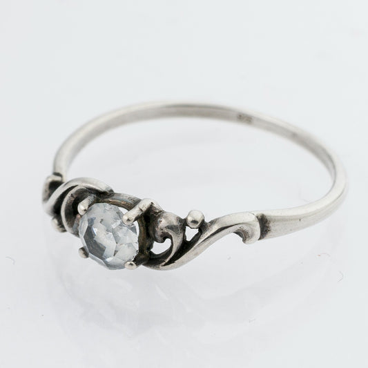 Silberring Weißer Stein 925er Silber 1,14 g Größe 55 (17,5 mm Ø)0