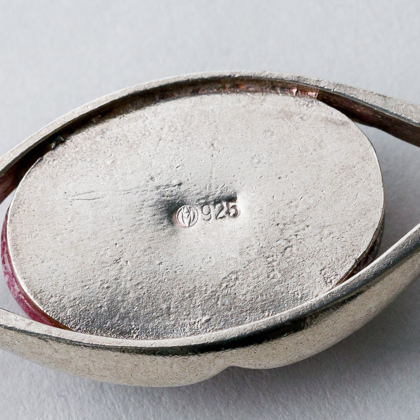 Silber Brosche Spange 925 Roter Stein 13,31 g10