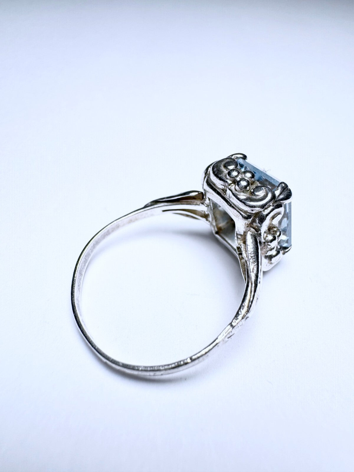 Ring 925er Silber Größe 57 Hellblauer Emerald Cut Stein 3,63g3