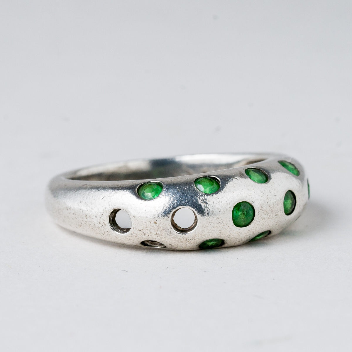 Silber Ring 925 Grüne Steine Größe 56 (17,8 mm Ø) 5,08 g1
