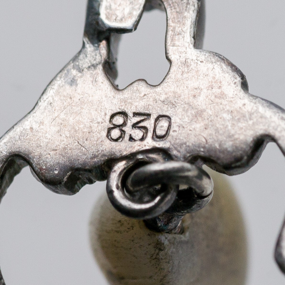 Anhänger 830 Silber Perle Graue Steine 3,4 cm 1,59 g6