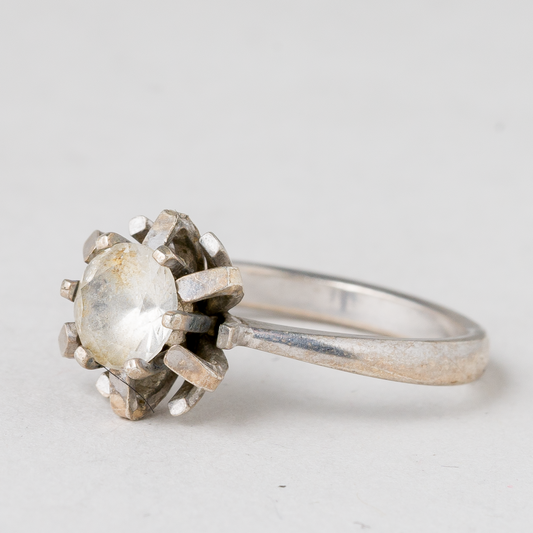 Ring Weißer Stein 925er Silber 2,74 g Größe 48 (15,3 mm Ø)0