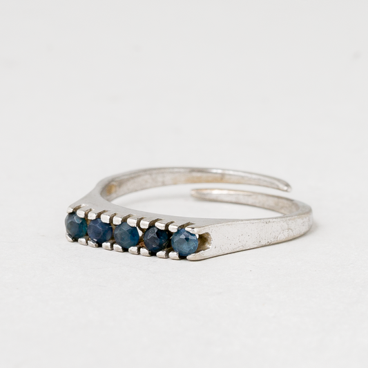 Ring Blaue Steine 835er Silber 2,33 g Größe flexibel0