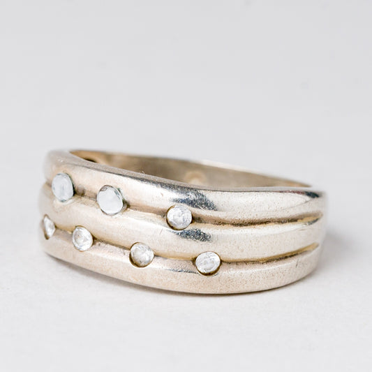 Ring Weiße Steine 4,29 g 925er Silber Größe 62 (19,7 mm Ø)0